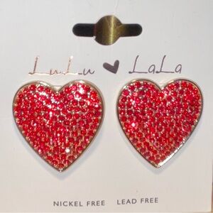 Valentine day earrings red rhinestones